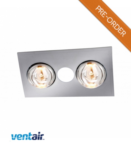 Ventair Myka 2 Bathroom 3-in-1 unit exhaust fan, light & heater - Silver